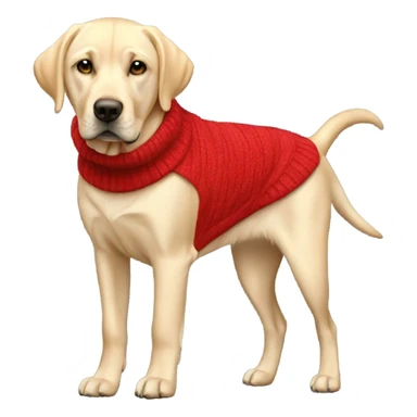 Pale golden slim Labrador wearing a red jumper  sticker