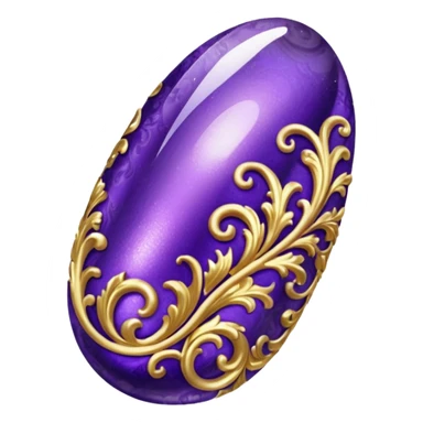 gold and dark purple rococo inflatable puffy nail polish sticker