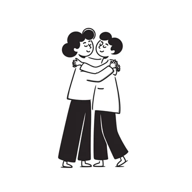 Two people giving each other a friendly hug sticker