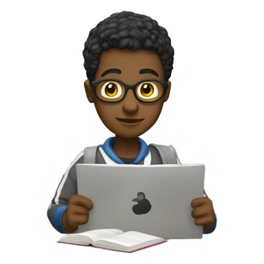 One student is reading book on pc sticker