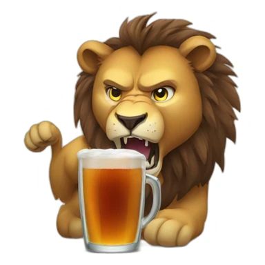 lion angry drinking bear sticker