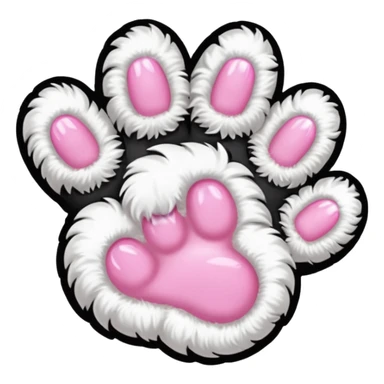 white fluffy paw, view from the top, pink nails, cute, paw only sticker