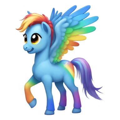 Pony with rainbow hair and blue skin with wings sticker