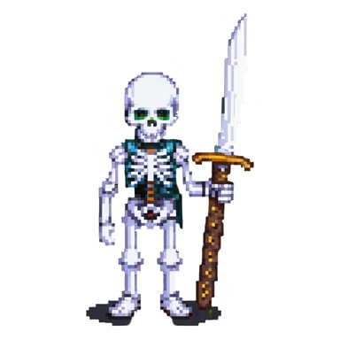 skeleton holding a curved sword sticker
