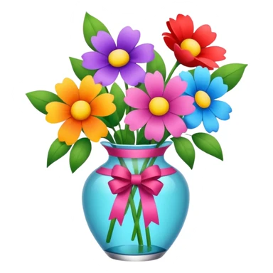 flower in a vase with decorative ribbon sticker