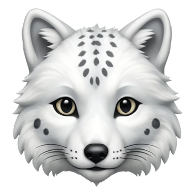 Hyper-realistic furry soft smooth elegant Arctic-wolf-snow-leopard-arctic-fox-fusion-hybrid-animal-creature, full body sticker