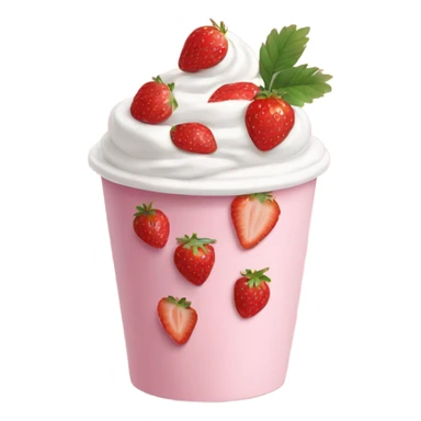 Strawberries and pink cream in a cup sticker