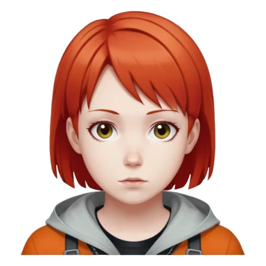 Makima from Chainsaw Man, short red hair, calm facial expression sticker