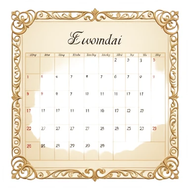 edwardian monthly calendar page sticker