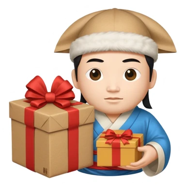 chinese Ming god hold carton box gift sticker