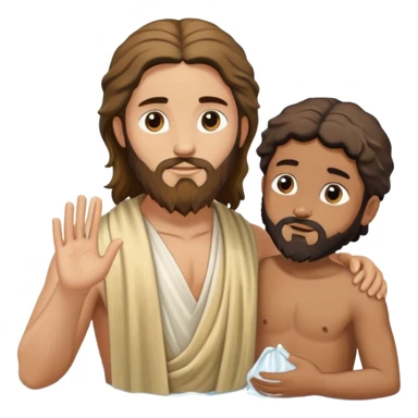 use this emoji head john the baptist with clothes, water, baptizing cool Jesus sticker