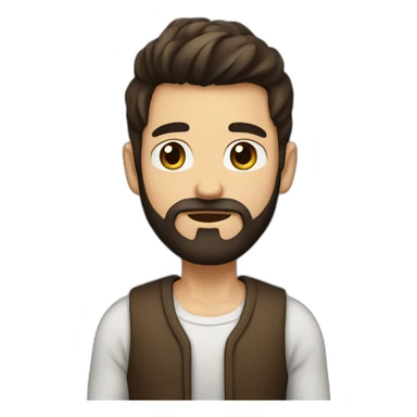 a boy with long beard, the beard are little brown color and black and hair also sticker