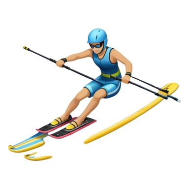 An icon featuring a close-up collage of water skis, splashing water across the surface. The design highlights the motion of the skis cutting through the water. Transparent background emphasizes the thrill of water skiing. sticker