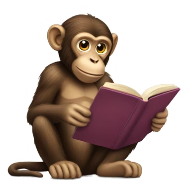 monkey reading book sticker