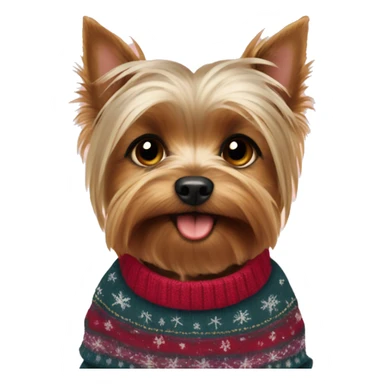 Yorkshire Terrier in a New Year's sweater sticker