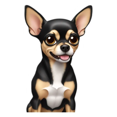 chihuahua negro riendose sticker