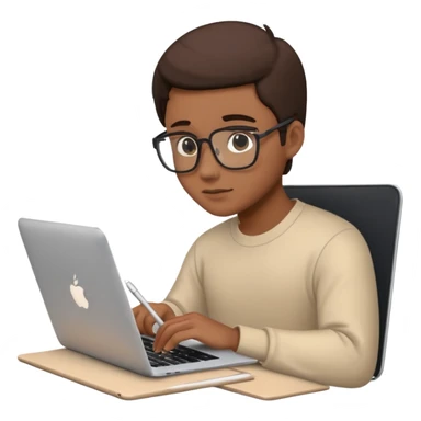 PERSONA ESTUDIANDO CON UN MACBOOK Y UN IPAD sticker