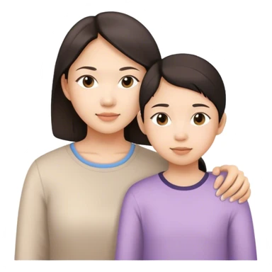 Asian Young mother with 11 years old Asian daughter  sticker