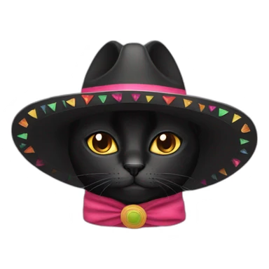 black cat sombrero sticker