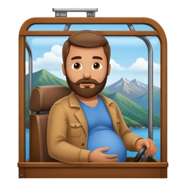 A cableway with a pregnant man inside sticker
