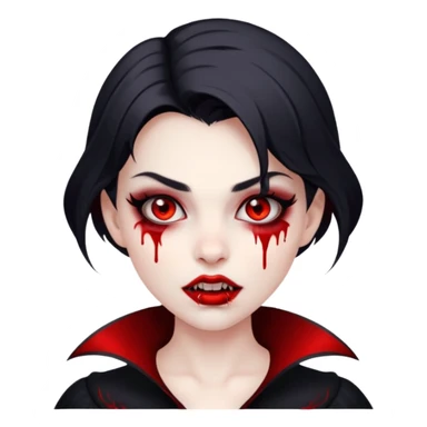 pretty vampire girl with red eyes fangs blood pretty smoky eye makeup  sticker