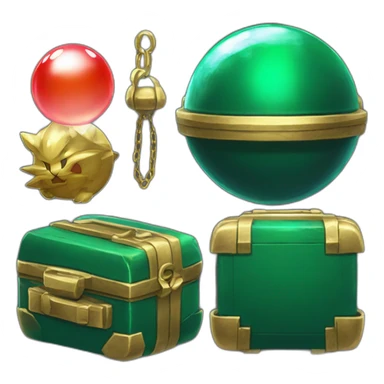 Pokemon Game LootCase Color DarkGreen Rich Treasure Legendary Epic Pokeballs Pokemons and Pokemon Items Inside this have Shiny Glow sticker