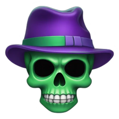 green skull with a purple hat sticker