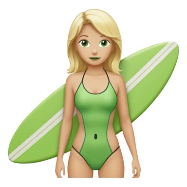 blonde hair green skin woman with surfboard sticker