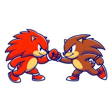 Sonic the Hedgehog and Knuckles the Echidna fist bumping sticker