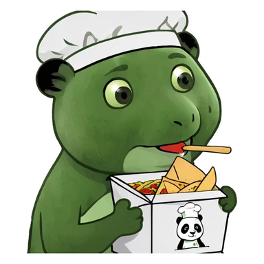 Baby panda eating Panda Express sticker