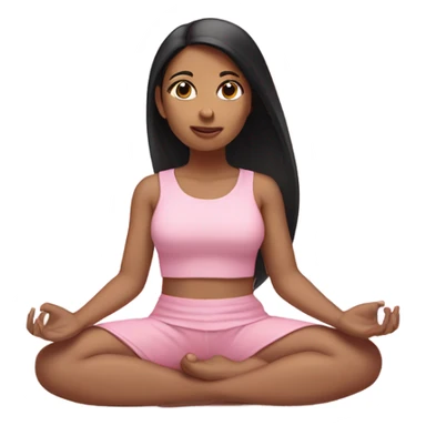 A light brown skinned girl, with long straight black hair, meditating in baby pink clothes sticker
