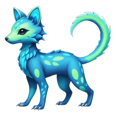 Rare realistic dark-neon glowing bioluminescent edgy badass epic pretty beautiful handsome gorgeous aesthetic colorful vibrant Vernid-Trico-species-Fakemon-creature by LiLaiRa, 4 legs, 1 tail, random markings, (full body) sticker