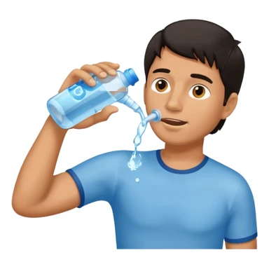 man drinking water from a bottle sticker