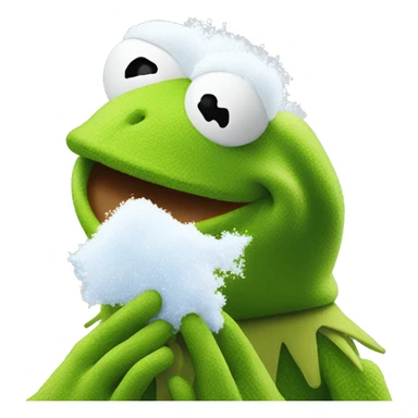 Kermit the frog sniffing white snow sticker