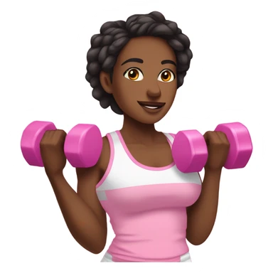 Khalyn slim thick build holding dumbbells pink and white gym clothes  sticker