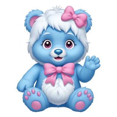 blue girl care bear yeti with bow sticker