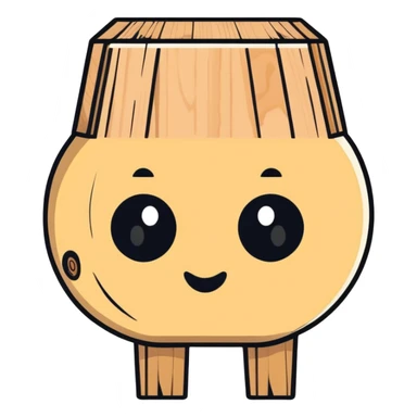 piece of wood with a friendly face, carved or natural sticker