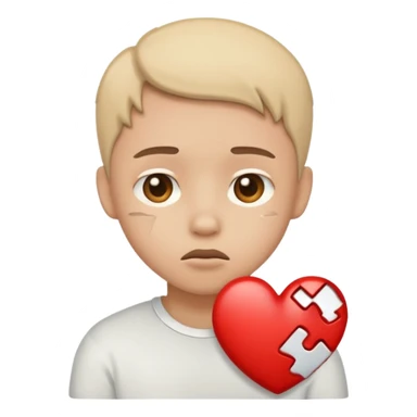Adorable face with broken heart sticker