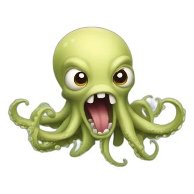 Cute kraken feared with open mouth sticker