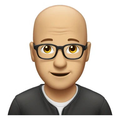 bald man with glasses indoors sticker