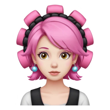 woman pink hair rollers sticker