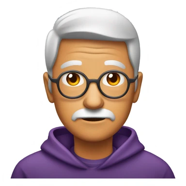 senior triste com roupa laranja e roxo sticker