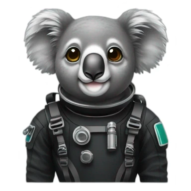 koala in black diving suit sticker