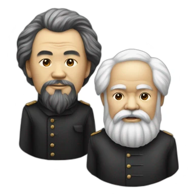 Li Hongzhi and Karl Marx, two human mentors, arm in arm sticker