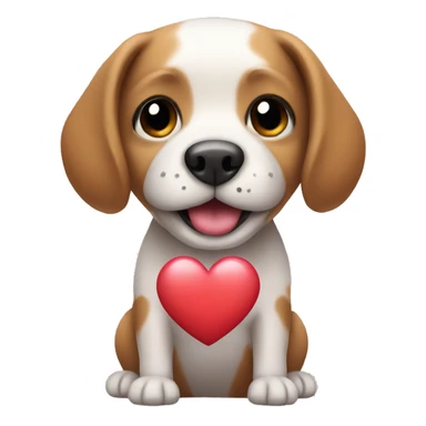 cute little dog holding a heart sticker