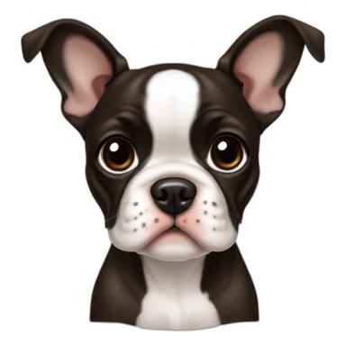 cute girl boston terrier french bulldog mix puppy with cropped ears dark brown eyes sticker