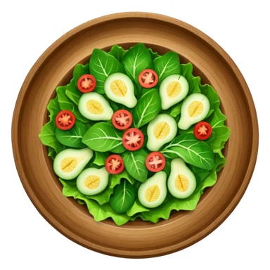 bowl de madera en su interior ensalada verde saludable con vista desde arriba sticker