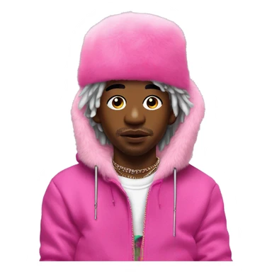 lil uzi vert face piercings with pink fur hat sticker