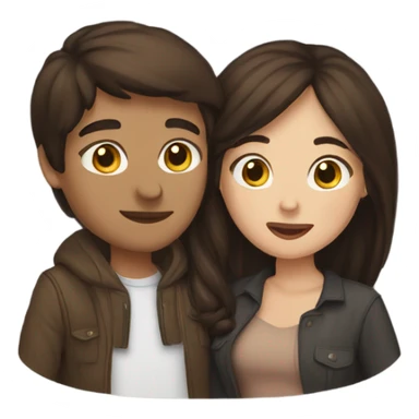 Brunette couple kissing each other sticker