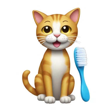 cat with a toothbrush sticker
